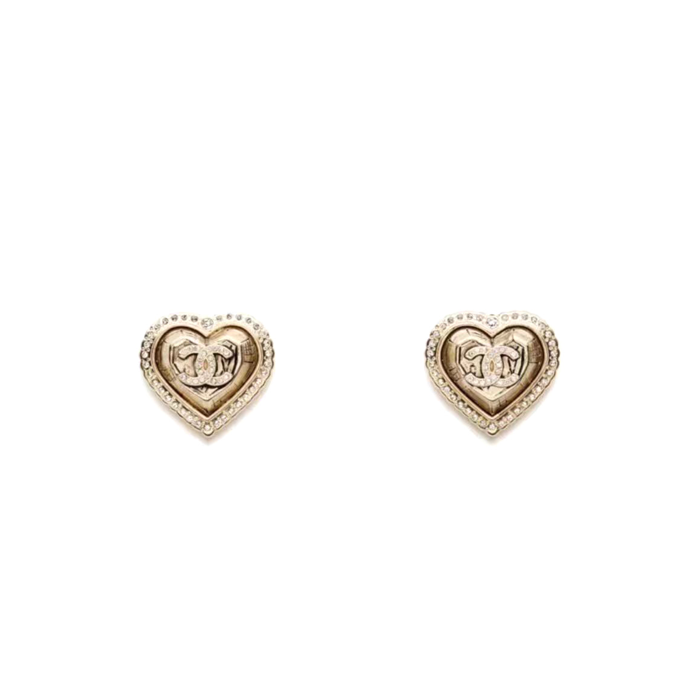Ch**el heart-shaped earrings